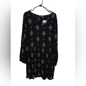 Roxy Xl Black Dress with Beige Patterns